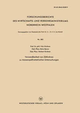 Kirchner |  Verwendbarkeit von Zählrohren zu massenspeltrometrischen Untersuchungen | eBook | Sack Fachmedien