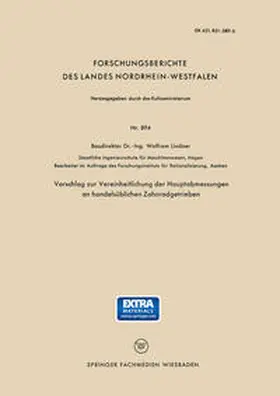 Lindner |  Vorschlag zur Vereinheitlichung der Hauptabmessungen an handelsüblichen Zahnradgetrieben | eBook | Sack Fachmedien