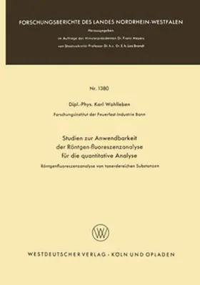 Wohlleben | Studien zur Anwendbarkeit der Röntgen-fluoreszenzanalyse für die quantitative Analyse | E-Book | www.sack.de