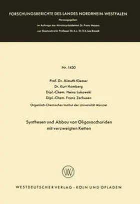 Klemer / Homberg / Lukowski | Synthesen und Abbau von Oligosacchariden mit verzweigten Ketten | E-Book | www.sack.de
