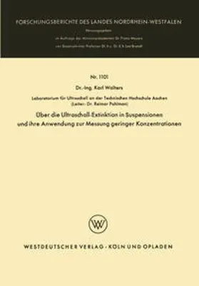 Wolters | Über die Ultraschall-Extinktion in Suspensionen und ihre Anwendung zur Messung geringer Konzentrationen | E-Book | www.sack.de