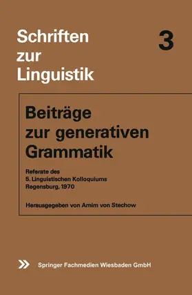 Stechow |  Beiträge zur generativen Grammatik | Buch |  Sack Fachmedien