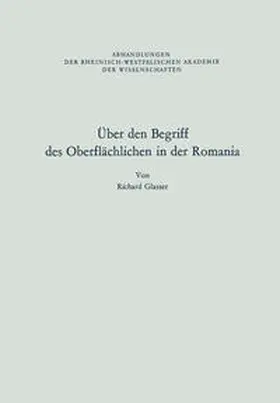 Glasser |  Über den Begriff des Oberflächlichen in der Romania | eBook | Sack Fachmedien