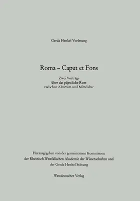 Schieffer / Angenendt |  Roma - Caput et Fons | Buch |  Sack Fachmedien