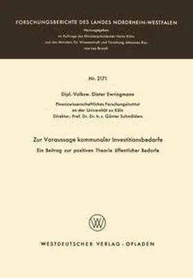 Ewringmann |  Zur Voraussage kommunaler Investitionsbedarfe | eBook | Sack Fachmedien