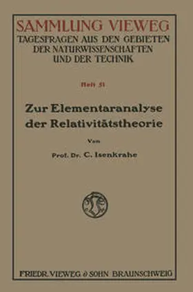 Isenkrahe |  Zur Elementaranalyse der Relativitätstheorie | eBook | Sack Fachmedien