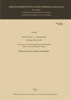 Opitz |  Richtwerte für das Außenrundschleifen | eBook | Sack Fachmedien