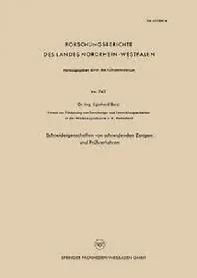 Barz |  Schneideigenschaften von schneidenden Zangen und Prüfverfahren | eBook | Sack Fachmedien