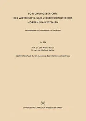 Weizel |  Spektralanalyse durch Messung des Interferenz-Kontrasts | eBook | Sack Fachmedien