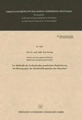 Herzog | Zur Methodik der fortlaufenden graphischen Registrierung von Bewegungen der Gliedmaßengelenke des Menschen | E-Book | www.sack.de