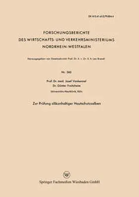 Vonkennel |  Zur Prüfung silikonhaltiger Hautschutzsalben | eBook | Sack Fachmedien