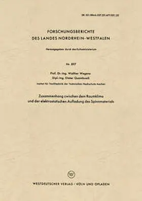 Wegener | Zusammenhang zwischen dem Raumklima und der elektrostatischen Aufladung des Spinnmaterials | E-Book | www.sack.de