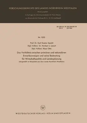 Specht |  Das Verhältnis zwischen primären und sekundären Erwerbszweigen und seine Bedeutung für Wirtschaftspolitik und Landesplanung | Buch |  Sack Fachmedien
