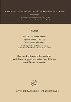 Mathieu |  Mathieu, J: Der standardisierte kalkulatorische Verfahrensve | Buch |  Sack Fachmedien
