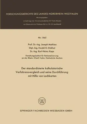 Mathieu |  Der standardisierte kalkulatorische Verfahrensvergleich und seine Durchführung mit Hilfe von Lochkarten | Buch |  Sack Fachmedien