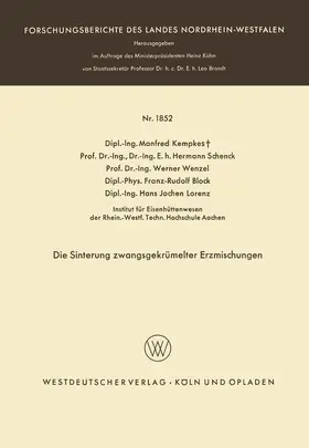 Kempkes / Schenck / Lorenz |  Die Sinterung zwangsgekrümelter Erzmischungen | Buch |  Sack Fachmedien