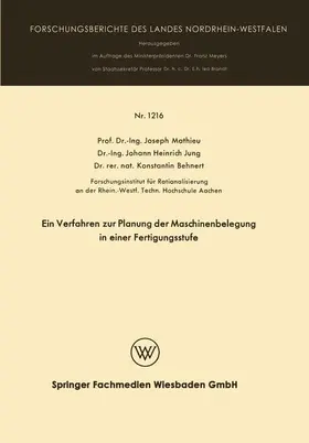 Mathieu |  Ein Verfahren zur Planung der Maschinenbelegung in einer Fertigungsstufe | Buch |  Sack Fachmedien