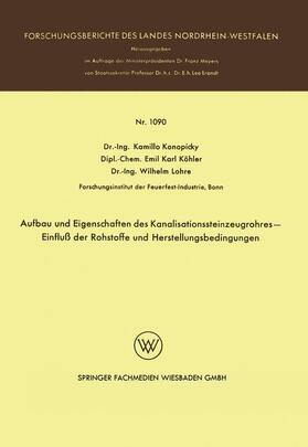 Konopicky | Konopicky, K: Aufbau und Eigenschaften des Kanalisationsstei | Buch | 978-3-663-06177-9 | sack.de