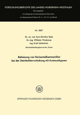Beck |  Beck, K: Beheizung von Horizontalkammeröfen bei der Steinkoh | Buch |  Sack Fachmedien