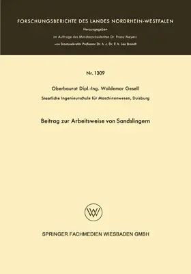 Gesell |  Beitrag zur Arbeitsweise von Sandslingern | Buch |  Sack Fachmedien