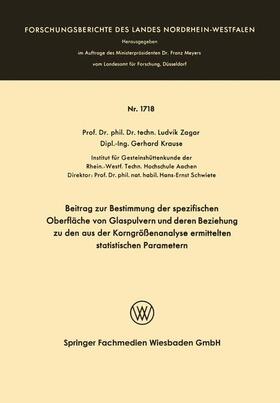 Žagar | ¿Agar, L: Beitrag zur Bestimmung der spezifischen Oberfläche | Buch | 978-3-663-06202-8 | sack.de