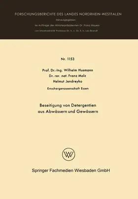 Husmann |  Beseitigung von Detergentien aus Abwässern und Gewässern | Buch |  Sack Fachmedien