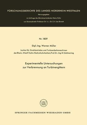 Müller |  Müller, W: Experimentelle Untersuchungen zur Verbrennung an | Buch |  Sack Fachmedien