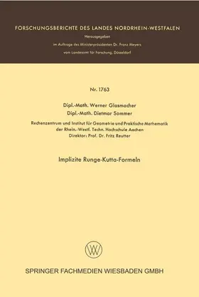 Glasmacher / Sommer | Implizite Runge-Kutta-Formeln | Buch | 978-3-663-06349-0 | www.sack.de