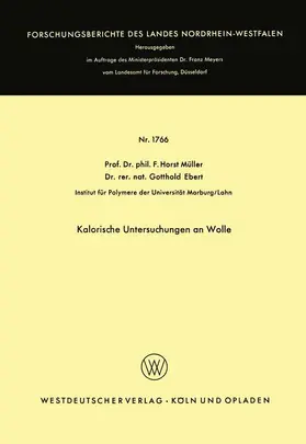Müller |  Kalorische Untersuchungen an Wolle | Buch |  Sack Fachmedien