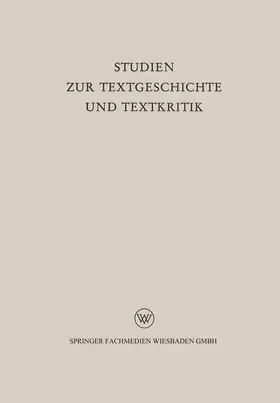 Dahlmann / Merkelbach |  Studien zur Textgeschichte und Textkritik | Buch |  Sack Fachmedien