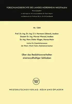 Schenck | Über das Reduktionsverhalten eisenoxydhaltiger Schlacken | Buch | 978-3-663-06424-4 | www.sack.de