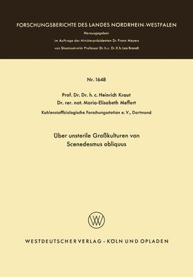 Kraut | Kraut, H: Über unsterile Großkulturen von Scenedesmus obliqu | Buch | 978-3-663-06444-2 | sack.de