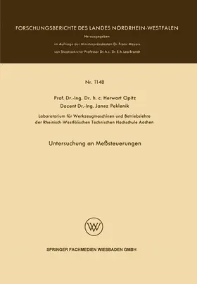 Opitz |  Untersuchung an Meßsteuerungen | Buch |  Sack Fachmedien