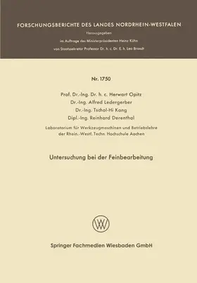 Optiz | Untersuchung bei der Feinbearbeitung | Buch | 978-3-663-06449-7 | www.sack.de