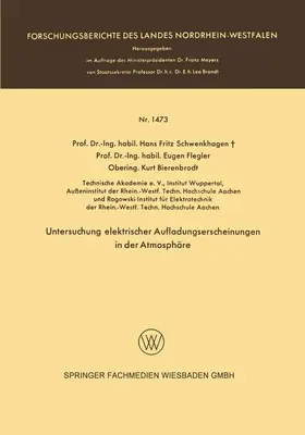 Schwenkhagen |  Untersuchung elektrischer Aufladungserscheinungen in der Atmosphäre | Buch |  Sack Fachmedien