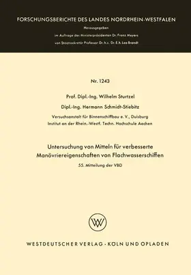 Sturtzel |  Untersuchung von Mitteln für verbesserte Manövriereigenschaften von Flachwasserschiffen | Buch |  Sack Fachmedien