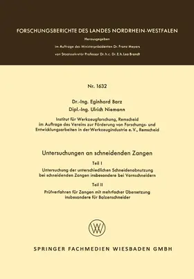 Barz |  Untersuchungen an schneidenden Zangen | Buch |  Sack Fachmedien