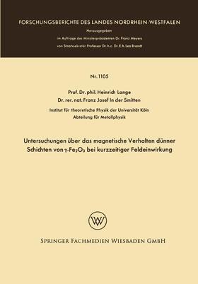 Lange | Lange, H: Untersuchungen über das magnetische Verhalten dünn | Buch | 978-3-663-06515-9 | sack.de