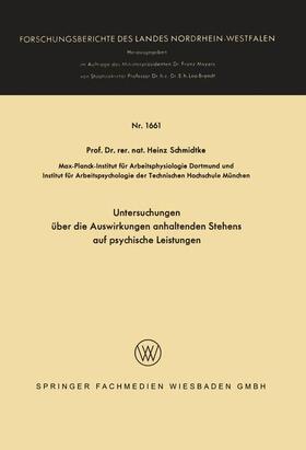 Schmidtke |  Schmidtke, H: Untersuchungen über die Auswirkungen anhaltend | Buch |  Sack Fachmedien