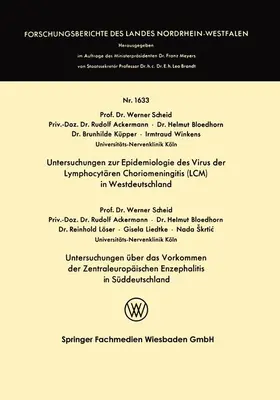 Scheid |  Untersuchungen zur Epidemiologie des Virus der Lymphocytären Choriomeningitis (LCM) in Westdeutschland | Buch |  Sack Fachmedien