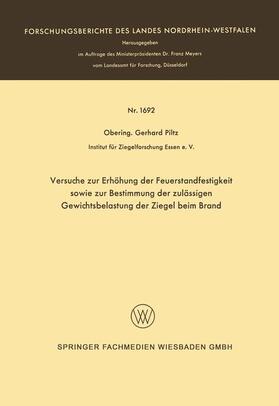 Piltz | Piltz, G: Versuche zur Erhöhung der Feuerstandfestigkeit sow | Buch | 978-3-663-06610-1 | sack.de