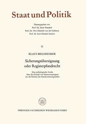 Melsheimer |  Sicherungsübereignung oder Registerpfandrecht | Buch |  Sack Fachmedien