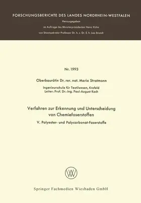 Stratmann |  Verfahren zur Erkennung und Unterscheidung von Chemiefaserstoffen | Buch |  Sack Fachmedien