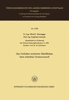 Steinegger | Das Verhalten ionitrierter Oberflächen beim statischen Torsionsversuch | E-Book | www.sack.de