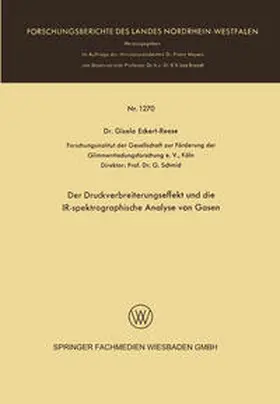 Eckert-Reese | Der Druckverbreiterungseffekt und die IR-spektrographische Analyse von Gasen | E-Book | sack.de