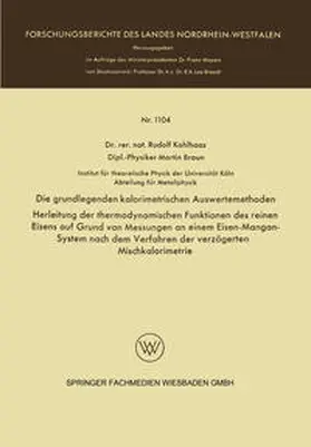 Kohlhaas | Die grundlegenden kalorimetrischen Auswertemethoden | E-Book | www.sack.de