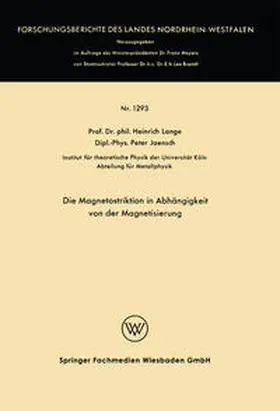 Lange | Die Magnetostriktion in Abhängigkeit von der Magnetisierung | E-Book | www.sack.de