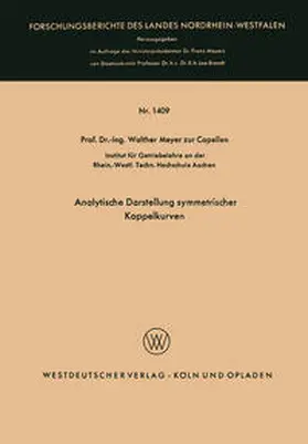 Meyer zur Capellen | Analytische Darstellung symmetrischer Koppelkurven | E-Book | www.sack.de