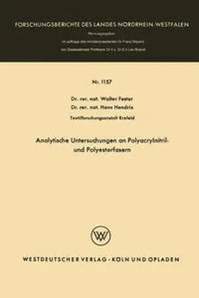 Fester | Analytische Untersuchungen an Polyacrylnitril- und Polyesterfasern | E-Book | www.sack.de