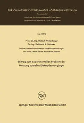 Winterhager | Beitrag zum experimentellen Problem der Messung schneller Elektrodenvorgänge | E-Book | www.sack.de